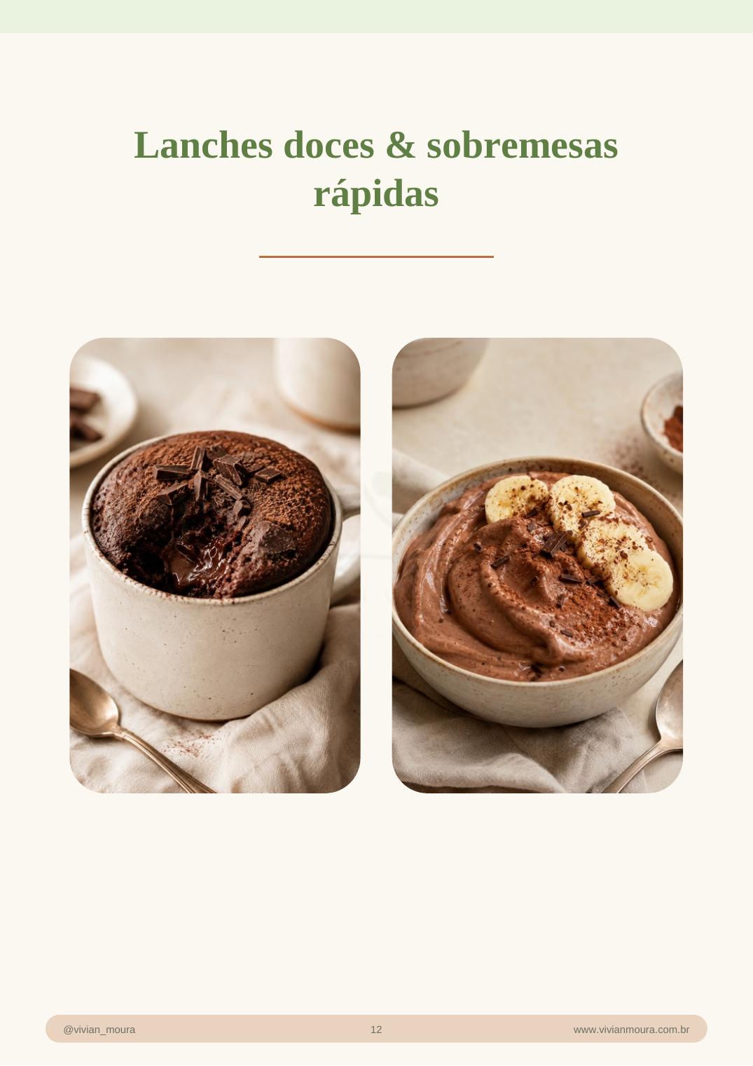 Página de lanches doces e sobremesas rápidas