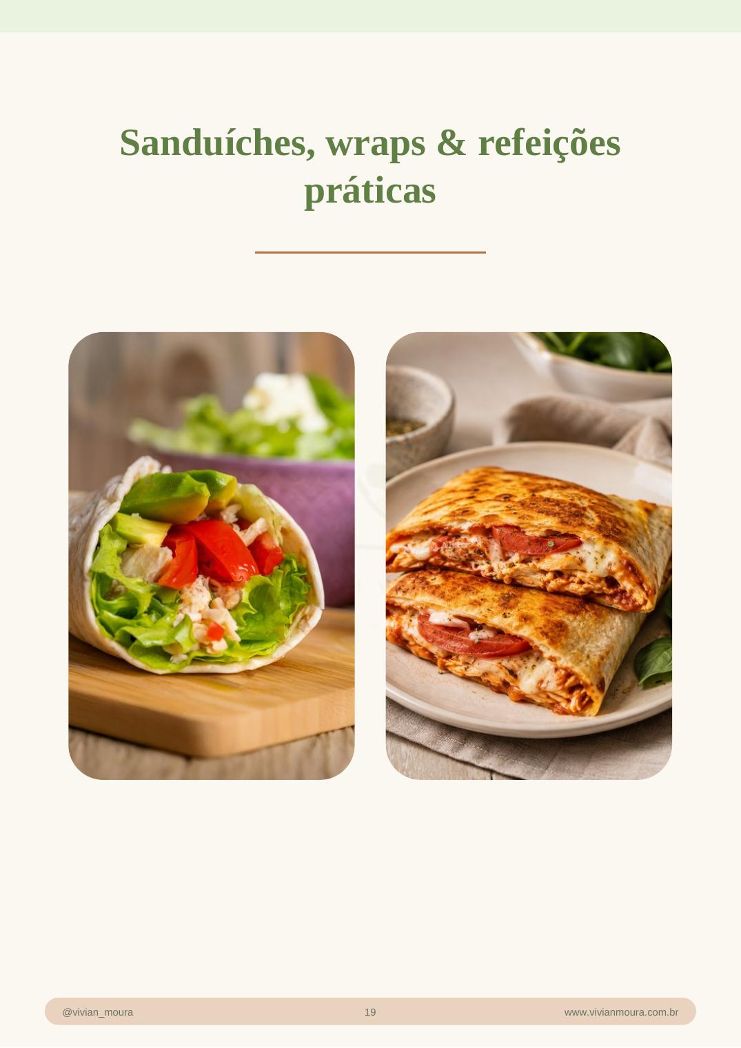 Página de sanduíches, wraps e refeições práticas