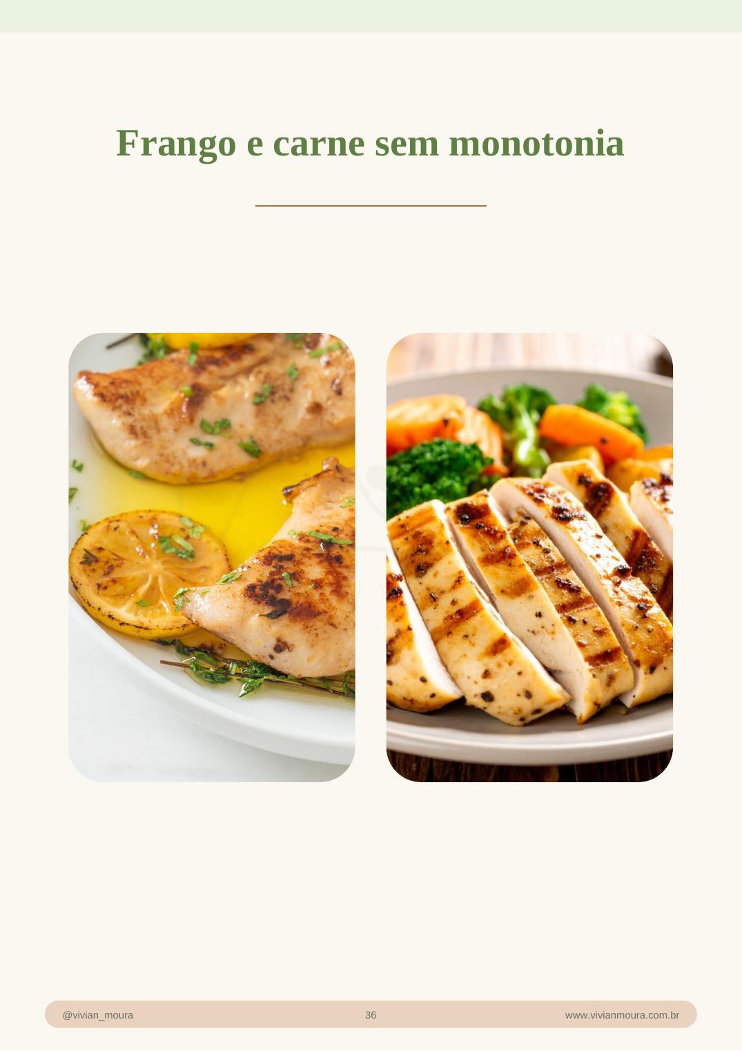 Página de frango e carne sem monotonia